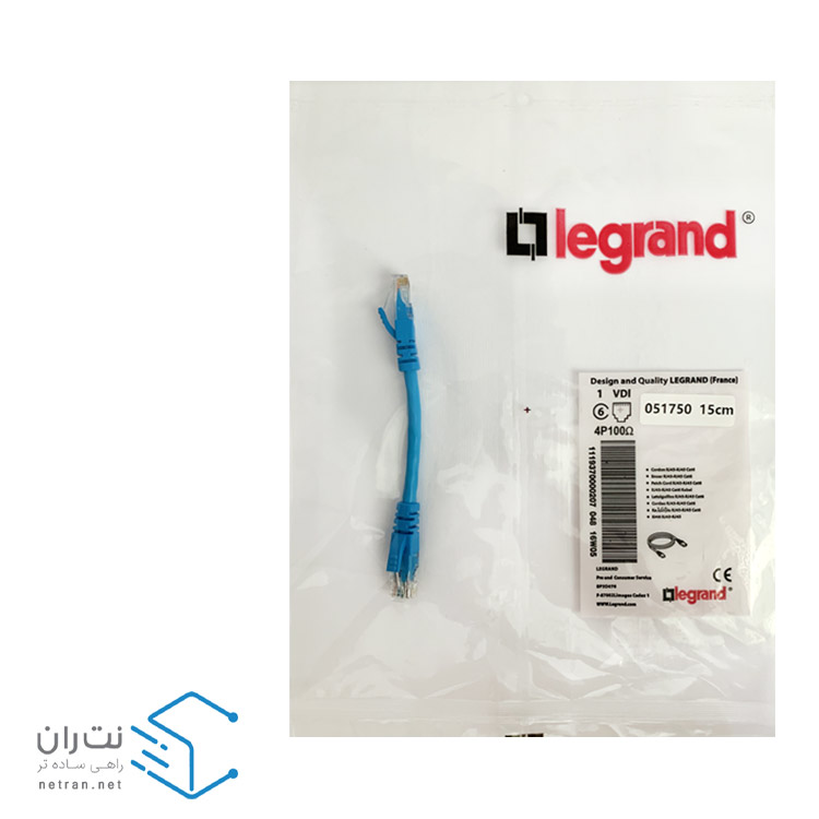 پچ کورد لگراند (کابل لن) Cat6 UTP روکش PVC آبی 15 سانتی متری-2